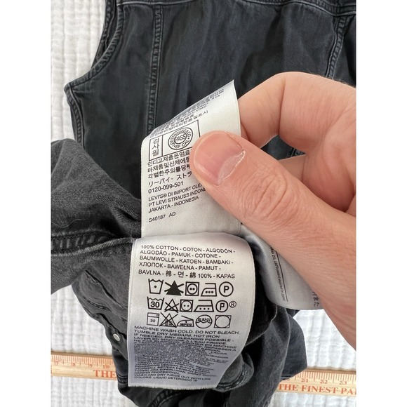 Levi's Women's Aubrey Vest Denim Dress Black Sz S 100% Cotton - Picture 6 of 6